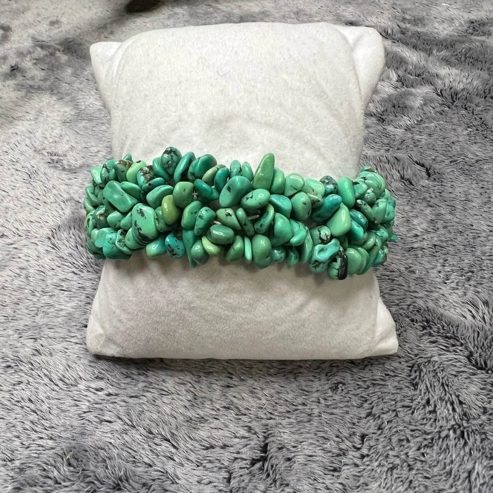 Carolyn Pollack Triple Strand Turquoise Nugget Bracelet with Silver Medallion